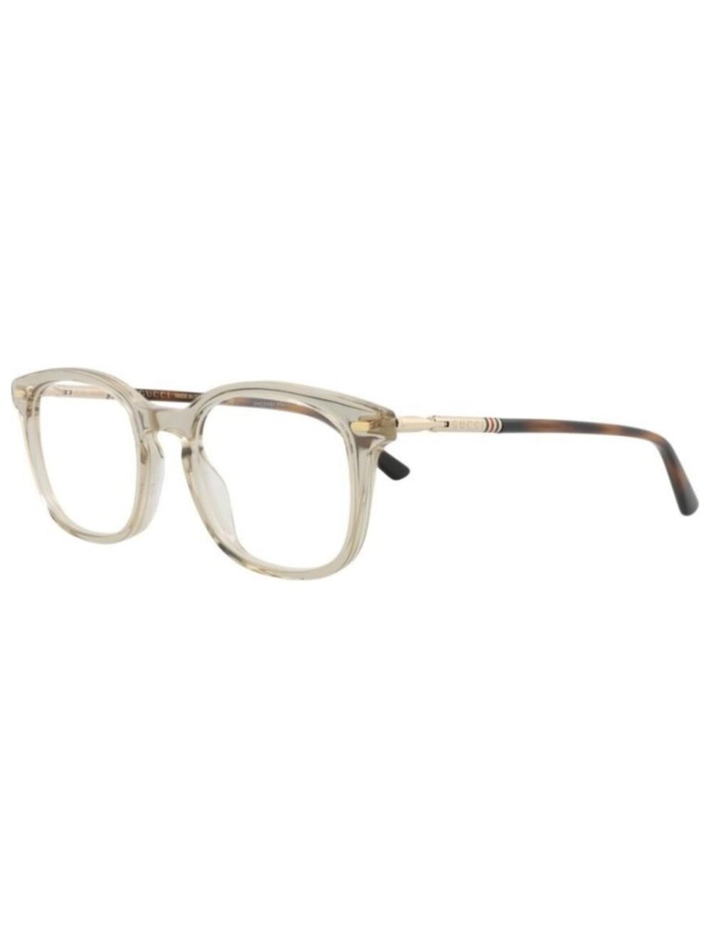 New Gucci Mens Square/Rectangle Grey Gold Transparent Fashion Designer Eyeglasse